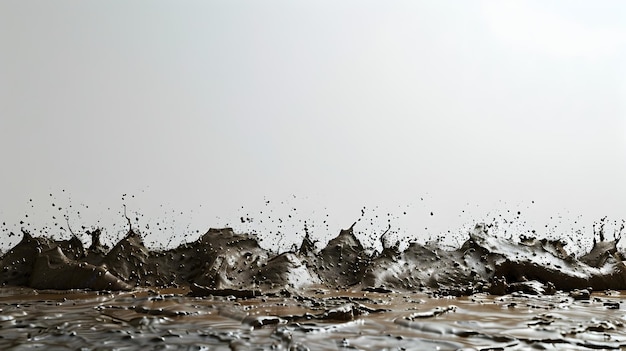 Detailed 3D Rendering of Splattered Mud on Stark White Background with Ample Copy Space