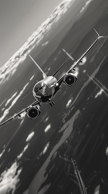 Photo detailed aircraft in midflight