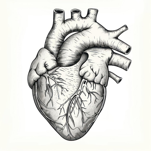 Detailed anatomical heart illustration