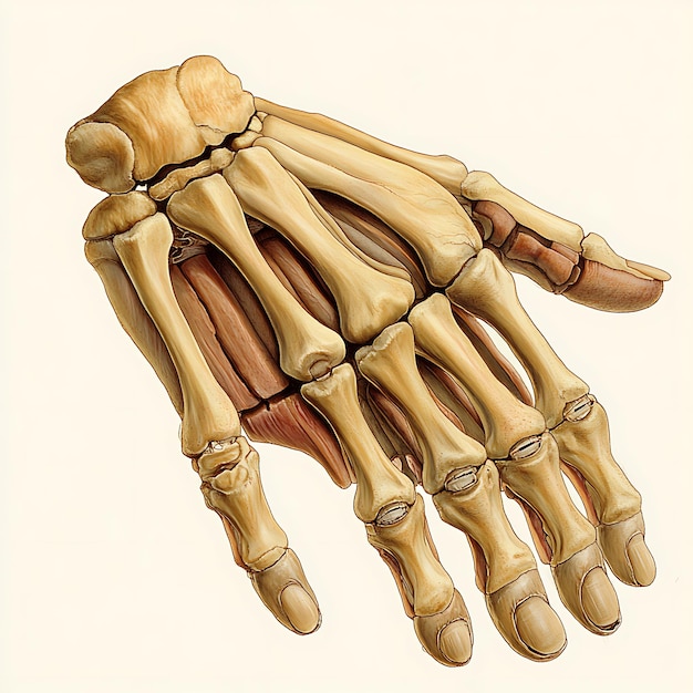 Photo detailed anatomical illustration of the human hand bones