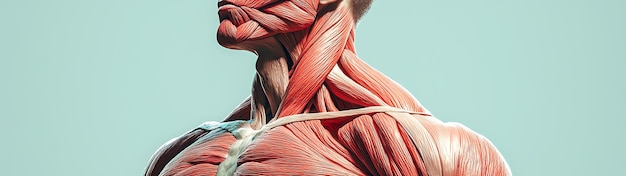 Photo detailed anatomical model showcasing human muscle structure on a vibrant background ideal for educational and artistic purposes