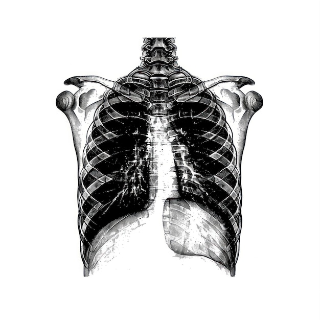 Photo detailed anatomical ribcage medical illustration