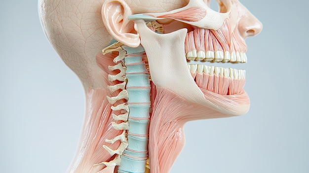 Photo detailed anatomy of human head and neck structure