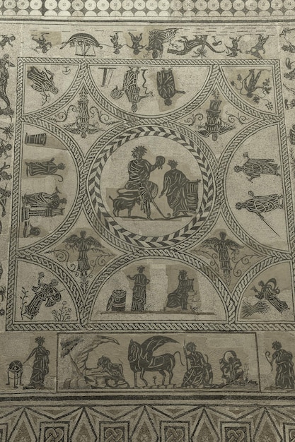 Photo detailed ancient roman mosaic floor