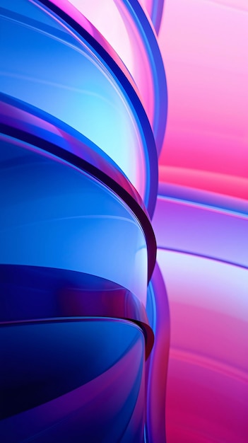 Detailed architecture glass is curved and blue lit wall in the style of light violet and pink