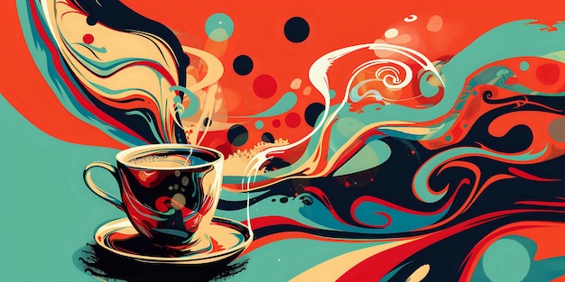 Detailed artistic rendering of a coffee cup featuring elegant patterns and rich hues A unique take