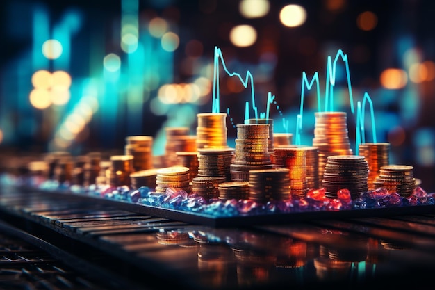 Detailed bitcoin growth chart in different currency markets illustration for visual engagement