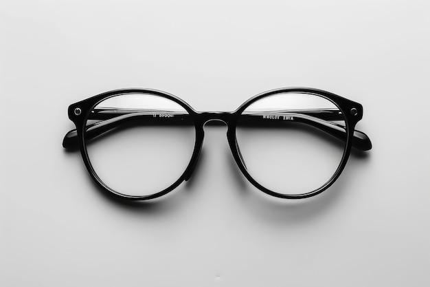 Detailed Black Eyeglasses on White Background Clean Lines and Modern Style