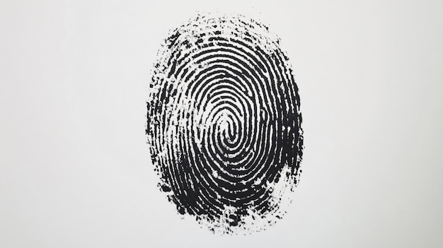 Photo detailed black fingerprint ink on white background