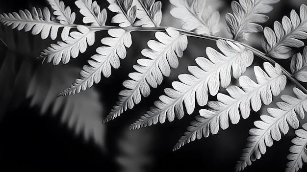 Photo a detailed black and white closeup of fern fronds