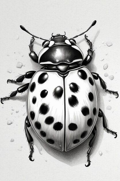 Photo detailed black and white ladybug illustration