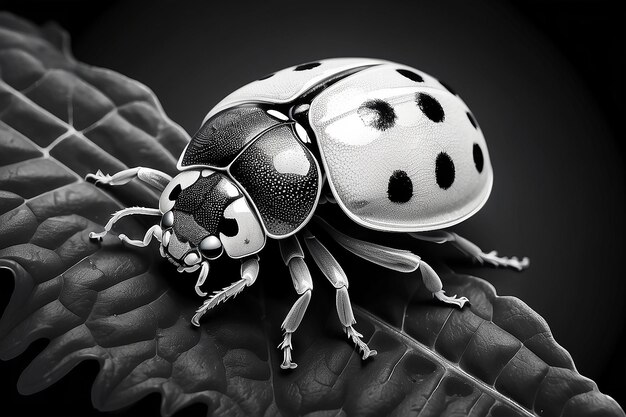 Photo detailed black and white ladybug illustration