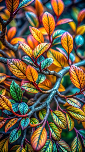 Photo detailed brown leaf branch capturing the organic beauty of nature in a serene outdoor setting