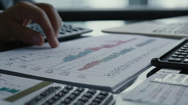 Photo detailed business person analyzing finance