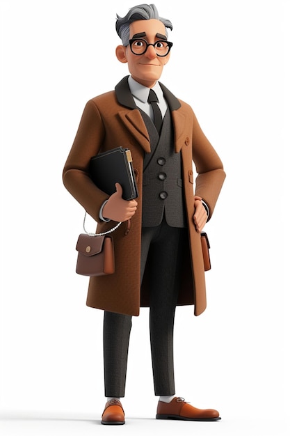 detailed character design of a lawyer in 3d pixar style