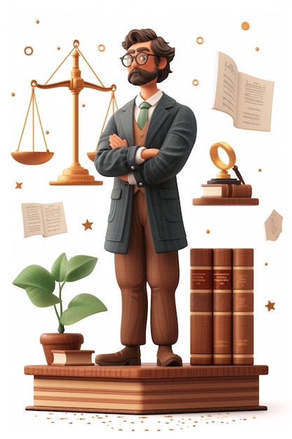 detailed character design of a lawyer in 3d pixar style