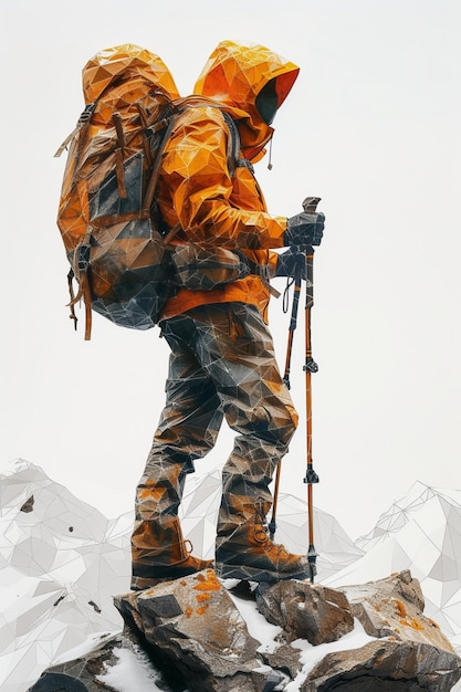 detailed character design of mountaineer in 3d pixar style