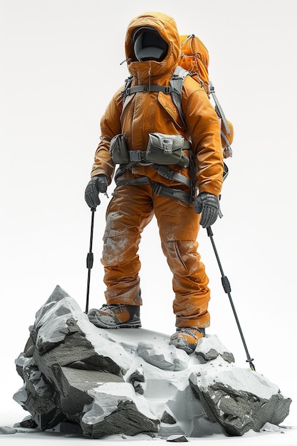 detailed character design of mountaineer in 3d pixar style