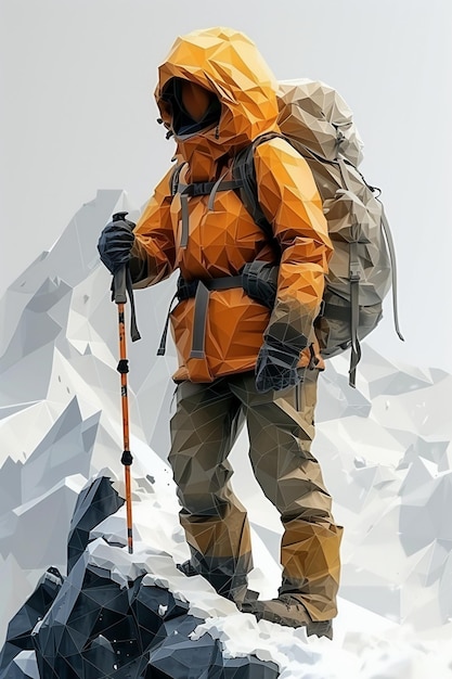 detailed character design of mountaineer in 3d pixar style