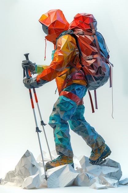 detailed character design of mountaineer in 3d pixar style