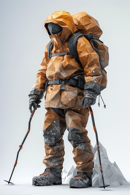 detailed character design of mountaineer in 3d pixar style