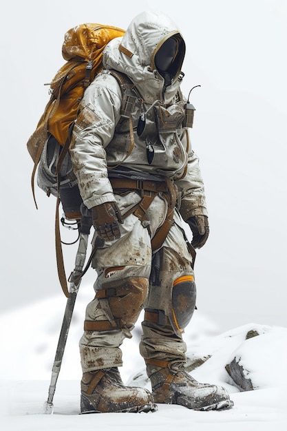 detailed character design of mountaineer in 3d pixar style