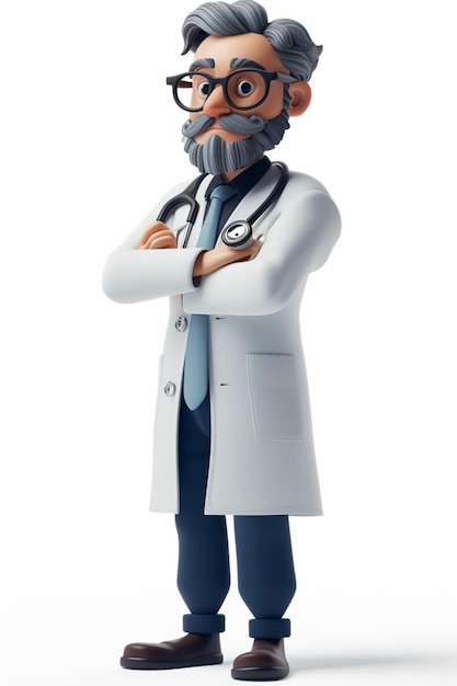 detailed character design of scientist in 3d pixar style