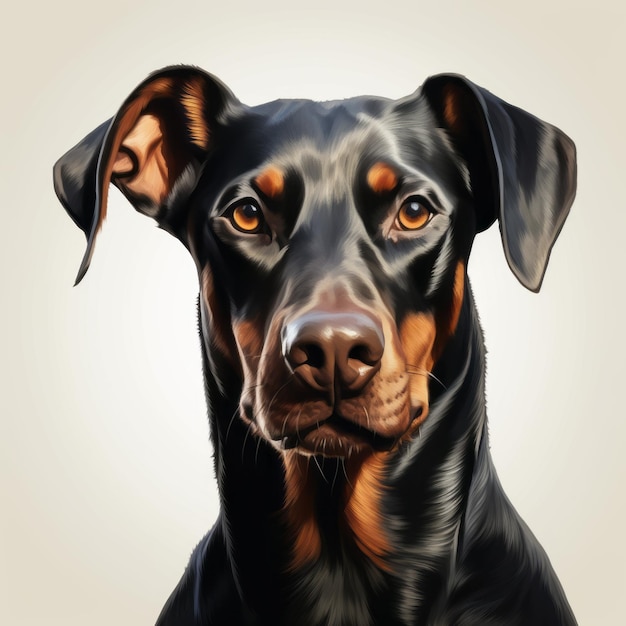 Detailed Charcoal Drawing Of Sleek Black And Brown Doberman Pinscher