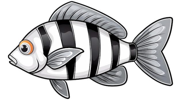 Photo detailed clipart of an archerfish on a white background perfect for educational or design projects