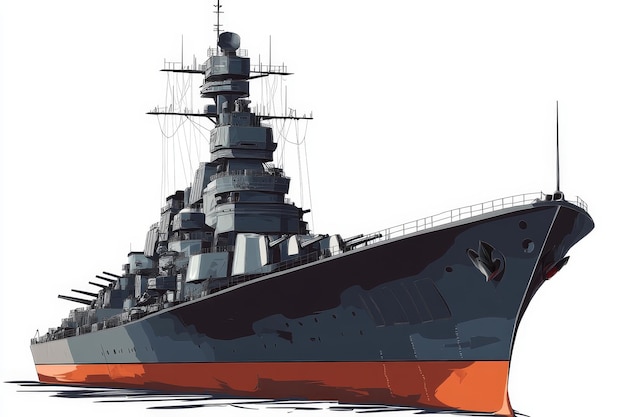 A detailed clipart illustration of the Iseclass battleship a powerful Japanese warship showc