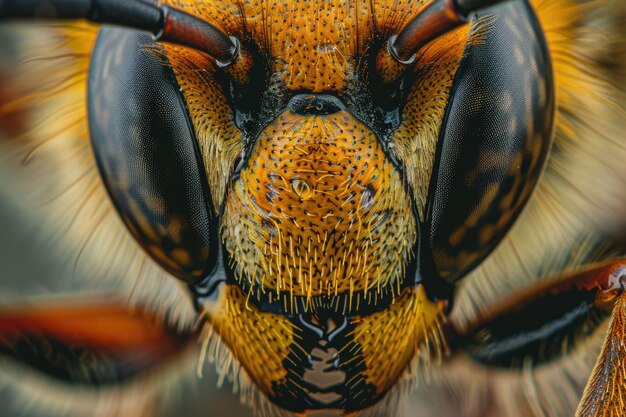 Photo detailed close up view of a bee39s face perfect for educational materials or naturethemed designs