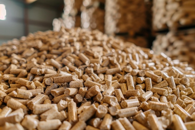 Photo detailed close up of wood pellet burner in operation within an industrial manufacturing environment