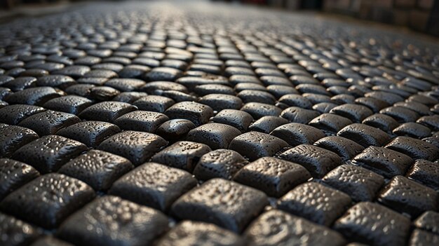 Photo detailed closeup of a cobblestone street