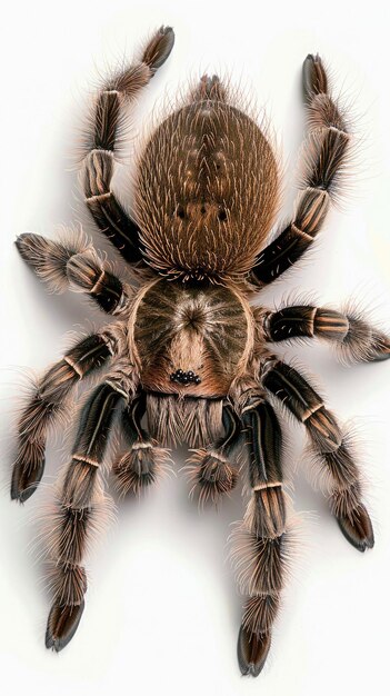 Photo detailed closeup of a colorful tarantula displaying its features