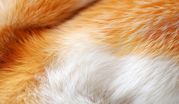 Photo a detailed closeup of a fox pelt focusing on the vibrant orange and cream shades