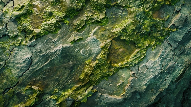 Photo detailed closeup of green algae covering a rock surface highlighting the textures and colors of nature ar 169 v 6 job id 9b249263fe1443188151437d1b7d8ddd