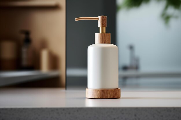 A detailed closeup of a minimalist soap dispenser Generative AI