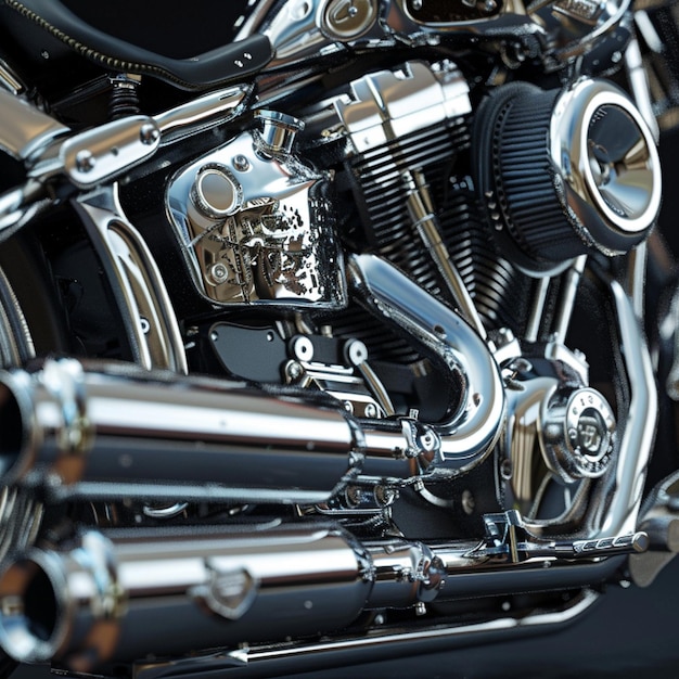 Photo a detailed closeup of a motorcycle engine and exhaust system