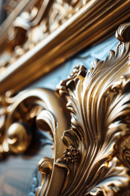 Detailed closeup of an ornate gold frame ideal for adding a touch of elegance to any project