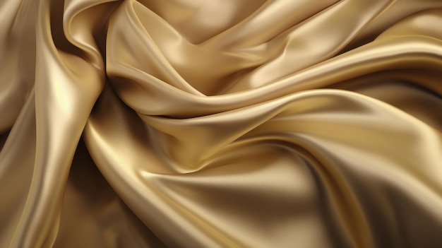 A detailed closeup of a shimmering gold fabric texture Generative ai