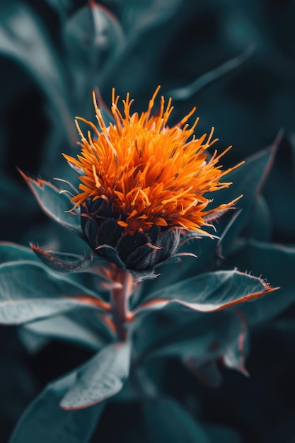 A detailed closeup view of a vibrant yellow flower on a plant Perfect for adding a touch of nature and color to any project