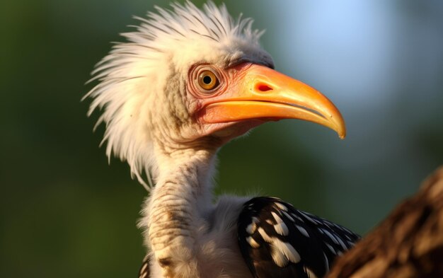 Detailed closeup of a Yellow billed hornbill chick