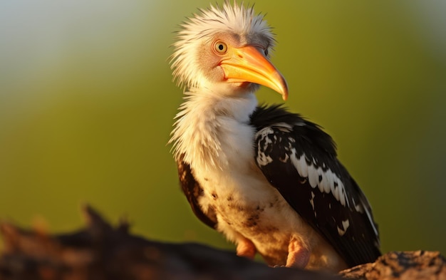 Detailed closeup of a Yellow billed hornbill chick