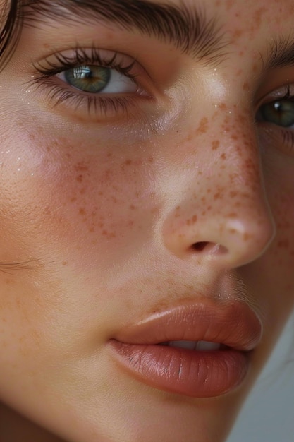 Detailed CloseUp of a Young Woman in Her 20s with Glowing Healthy Skin Without Makeup