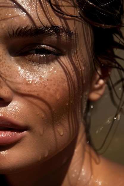 Detailed CloseUp of a Young Woman in Her 20s with Glowing Healthy Skin Without Makeup