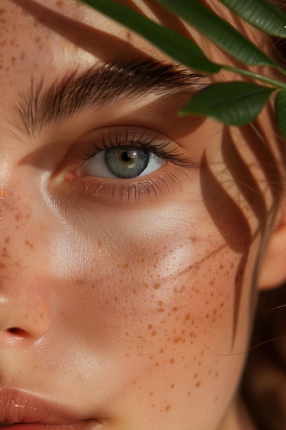 Detailed CloseUp of a Young Woman in Her 20s with Glowing Healthy Skin Without Makeup