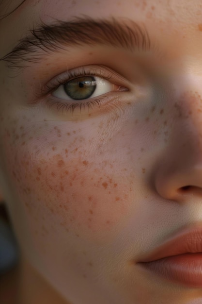 Detailed CloseUp of a Young Woman in Her 20s with Glowing Healthy Skin Without Makeup