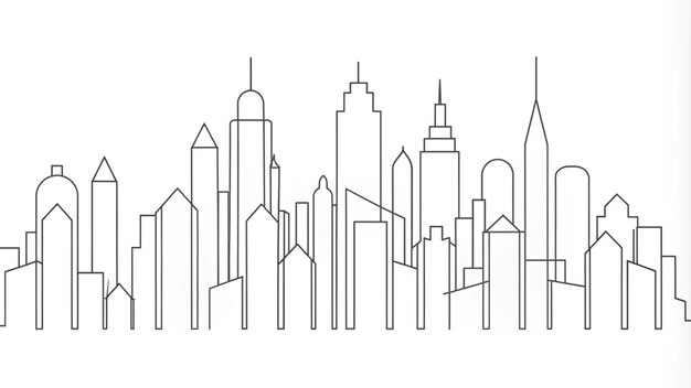 Photo detailed continuous line drawing of a cityscape for architecture design inspiration