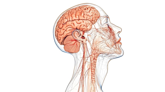 Photo detailed cranial nerves diagram with clean white background and precise anatomical