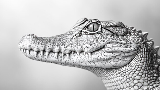 Photo a detailed crocodile depicting its textured skin and sharp teeth